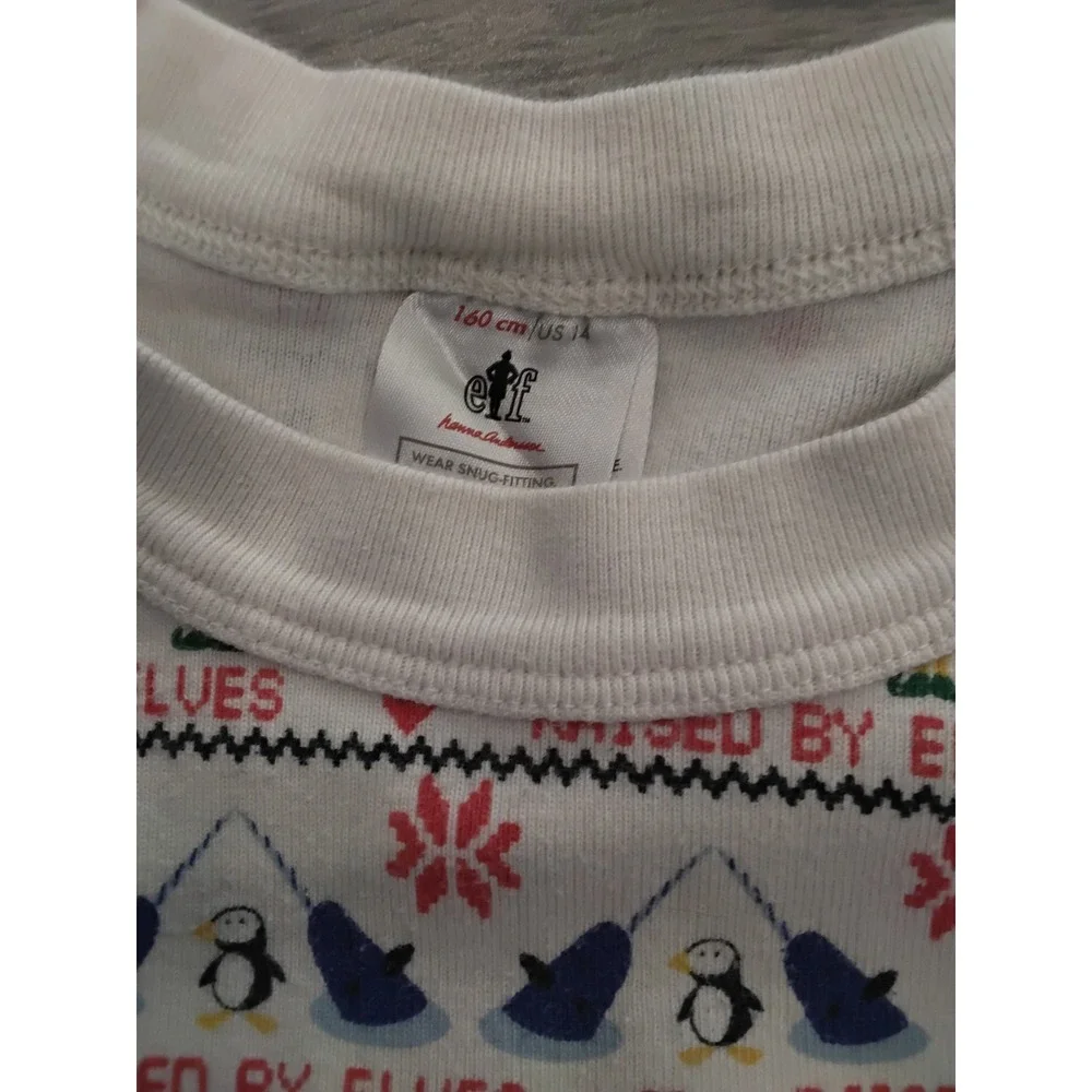 Hanna Andersson‎ Kids 14 Elf Penguin Narwhal Print Long John Pajama Set Organic